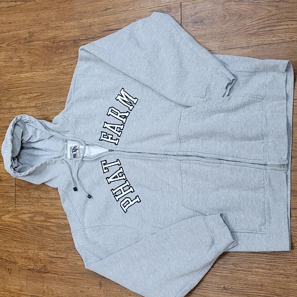 Phat Farm jacket heavy 100% cotton material gray zip up, 90's Y2K style - Picture 11 of 11